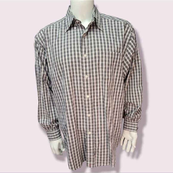 BLACK & white cherkered hathaway sport button down | size large - Picture 1 of 6